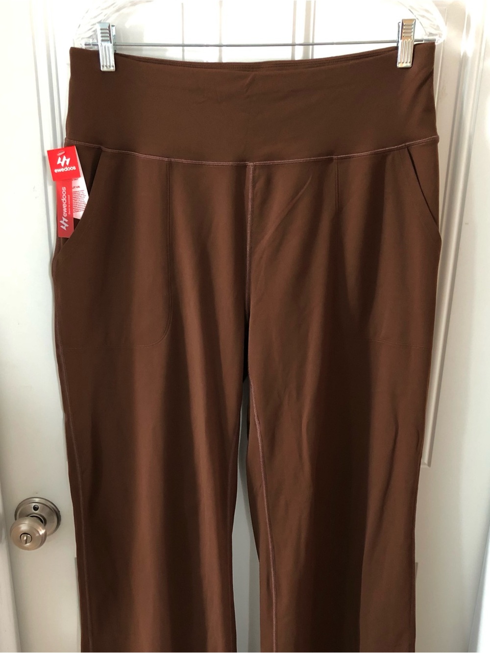 NEW Ewedoos Brown Wide Leg Yoga Athletic Stretch Pants Size XXL